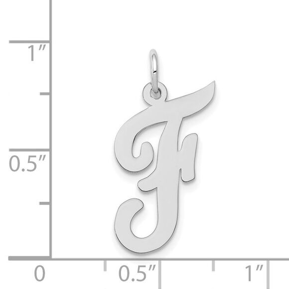 14k White Gold, Madison Collection LG Classic Script Initial F Pendant - Picture 4 of 6